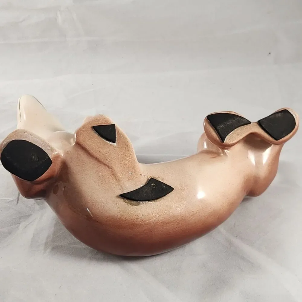 Vtg Mid Century Brown Porcelain Dachshund Planter Dog MCM Ceramic 8